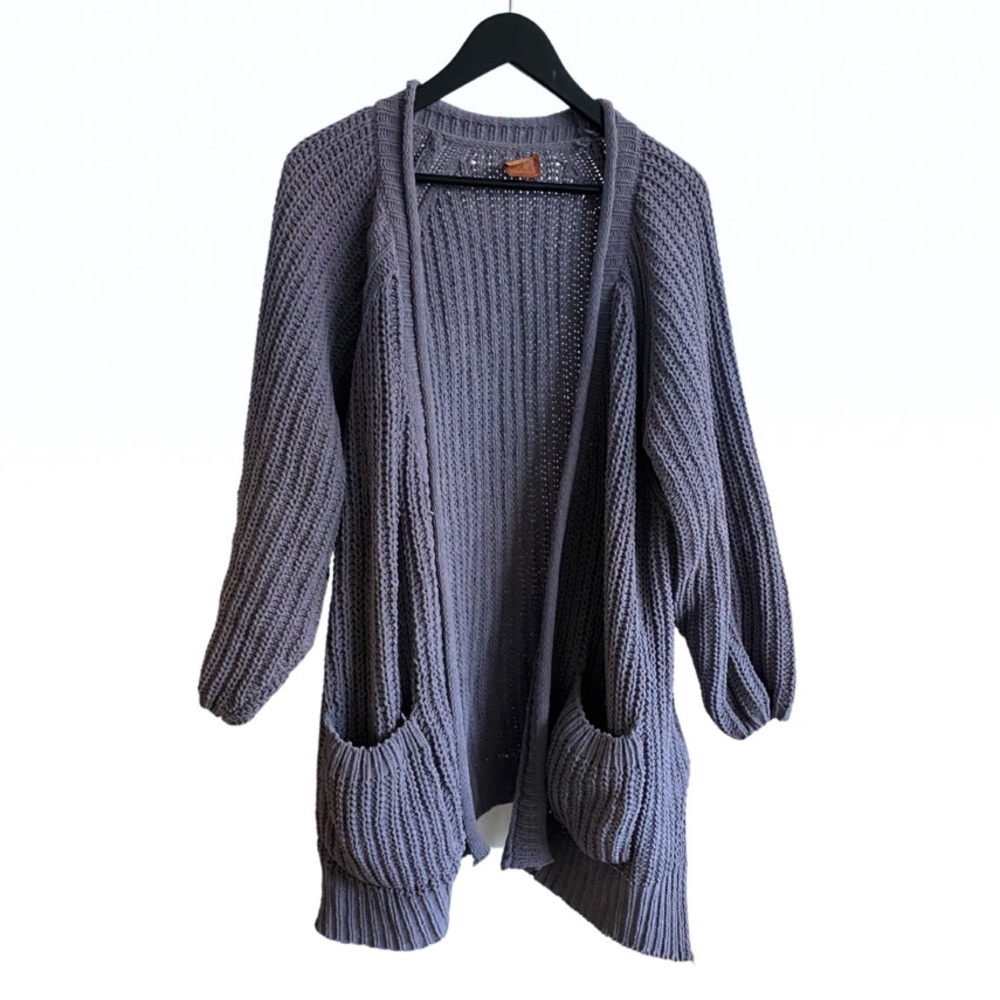 POL Gray Cable Knit Cardigan